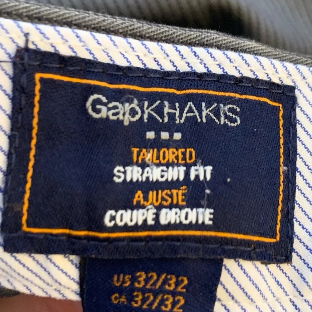 Gap Tailored Straight Fit Striped Grey Khakis
